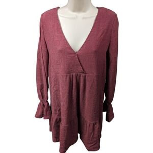 Very J V Neck Gauzy Mini Dress Sz S